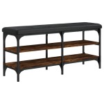 vidaXL Bancă de pantofi, stejar fumuriu, 102x32x47 cm, lemn prelucrat
