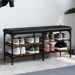 vidaXL Bancă de pantofi, stejar fumuriu, 102x32x47 cm, lemn prelucrat