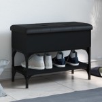 vidaXL Bancă de pantofi, negru, 62x32x45 cm, lemn prelucrat vidaXL Bancă de pantofi, negru, 62x32x45 cm, lemn prelucrat