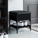 vidaXL Bancă de pantofi, negru, 42x42x45 cm, lemn prelucrat vidaXL Bancă de pantofi, negru, 42x42x45 cm, lemn prelucrat