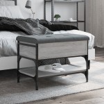 vidaXL Bancă de pantofi, gri sonoma, 62x42x45 cm, lemn prelucrat vidaXL Bancă de pantofi, gri sonoma, 62x42x45 cm, lemn prelucrat
