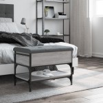 vidaXL Bancă de pantofi, gri sonoma, 62x42x45 cm, lemn prelucrat vidaXL Bancă de pantofi, gri sonoma, 62x42x45 cm, lemn prelucrat