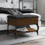 vidaXL Bancă de pantofi, stejar maro, 62x42x45 cm, lemn prelucrat vidaXL Bancă de pantofi, stejar maro, 62x42x45 cm, lemn prelucrat