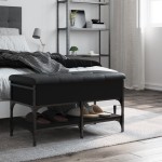 vidaXL Bancă de pantofi, negru, 82x42x45 cm, lemn prelucrat vidaXL Bancă de pantofi, negru, 82x42x45 cm, lemn prelucrat