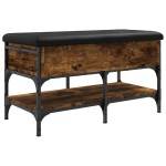 vidaXL Bancă de pantofi, stejar fumuriu, 82x42x45 cm, lemn prelucrat