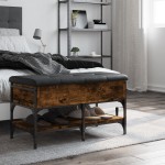 vidaXL Bancă de pantofi, stejar fumuriu, 82x42x45 cm, lemn prelucrat