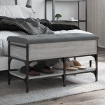 vidaXL Bancă de pantofi, gri sonoma, 82x42x45 cm, lemn prelucrat vidaXL Bancă de pantofi, gri sonoma, 82x42x45 cm, lemn prelucrat