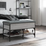 vidaXL Bancă de pantofi, gri sonoma, 82x42x45 cm, lemn prelucrat vidaXL Bancă de pantofi, gri sonoma, 82x42x45 cm, lemn prelucrat