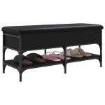 vidaXL Bancă de pantofi, negru, 102x42x45 cm, lemn prelucrat