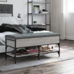 vidaXL Bancă de pantofi, gri sonoma, 102x42x45 cm, lemn prelucrat vidaXL Bancă de pantofi, gri sonoma, 102x42x45 cm, lemn prelucrat