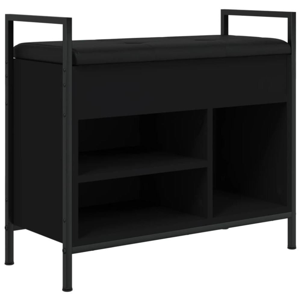 vidaXL Bancă de pantofi, negru, 65,5x32x57,5 cm, lemn prelucrat