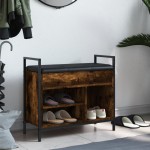 vidaXL Bancă de pantofi, stejar fumuriu 65,5x32x57,5 cm lemn prelucrat