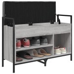 vidaXL Bancă de pantofi, gri sonoma, 85,5x32x57,5 cm, lemn prelucrat vidaXL Bancă de pantofi, gri sonoma, 85,5x32x57,5 cm, lemn prelucrat