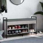 vidaXL Bancă de pantofi, gri sonoma, 105,5x32x57,5 cm, lemn prelucrat vidaXL Bancă de pantofi, gri sonoma, 105,5x32x57,5 cm, lemn prelucrat
