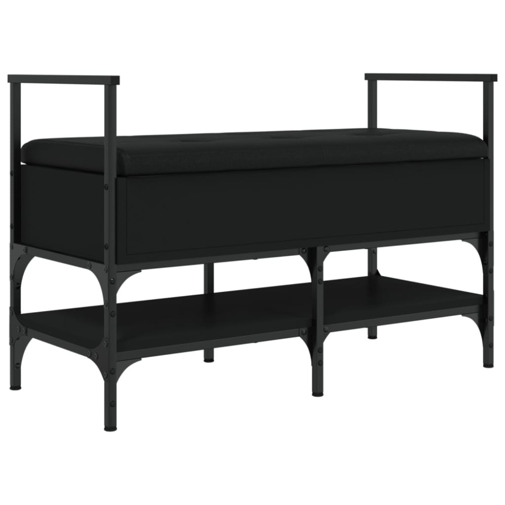 vidaXL Bancă de pantofi, negru, 85,5x42x57,5 cm, lemn prelucrat