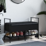 vidaXL Bancă de pantofi, negru, 85,5x42x57,5 cm, lemn prelucrat