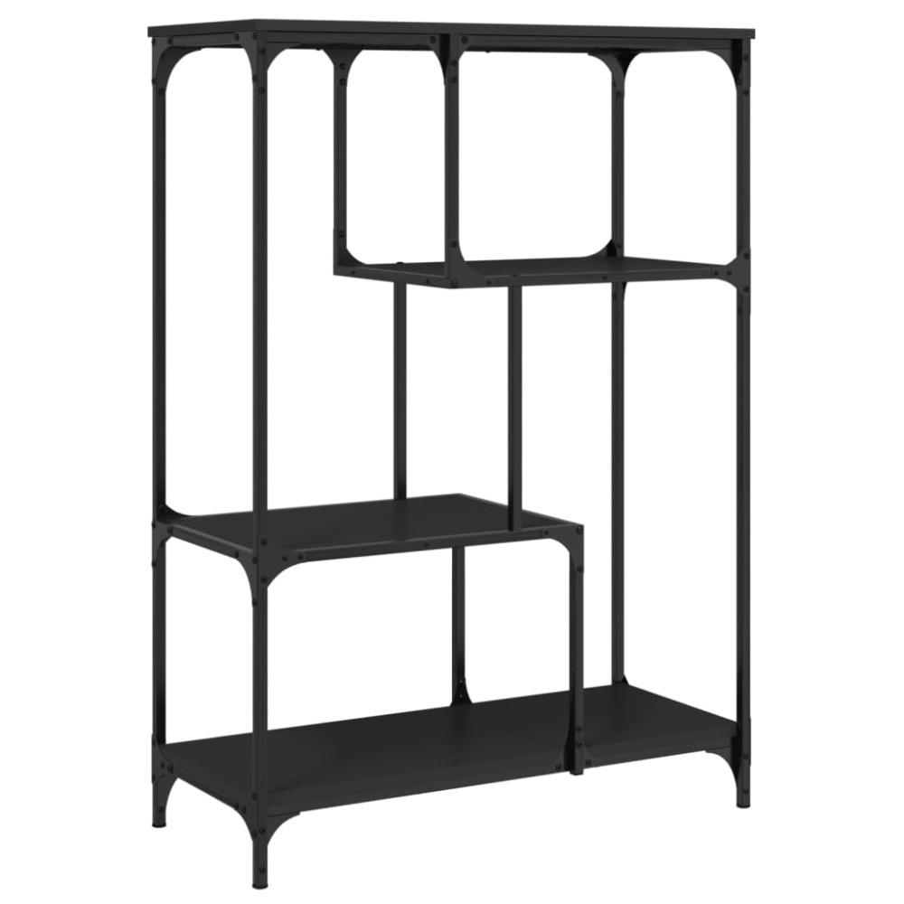 vidaXL Raft de cărți, negru, 81x36x115 cm, lemn prelucrat și fier