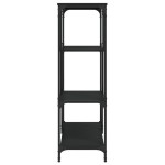 vidaXL Raft de cărți, negru, 81x36x115 cm, lemn prelucrat și fier vidaXL Raft de cărți, negru, 81x36x115 cm, lemn prelucrat și fier