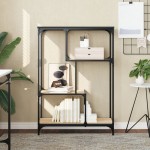 vidaXL Raft de cărți stejar sonoma, 81x36x115 cm, lemn compozit/oțel vidaXL Raft de cărți stejar sonoma, 81x36x115 cm, lemn compozit/oțel