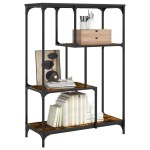 vidaXL Bibliotecă, stejar fumuriu, 81x36x115 cm, lemn prelucrat/oțel