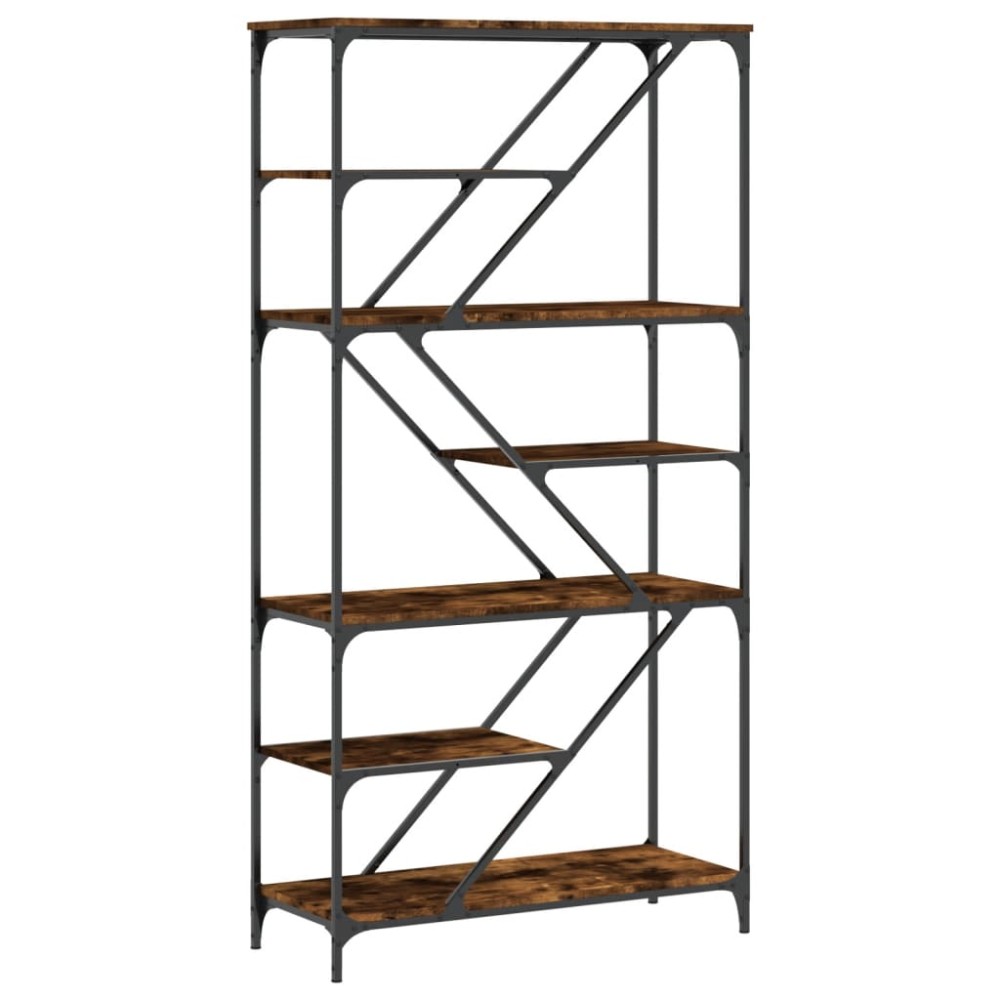 vidaXL Bibliotecă, stejar fumuriu, 91x36x176 cm, lemn prelucrat/oțel