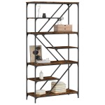 vidaXL Bibliotecă, stejar fumuriu, 91x36x176 cm, lemn prelucrat/oțel