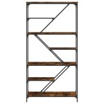 vidaXL Bibliotecă, stejar fumuriu, 91x36x176 cm, lemn prelucrat/oțel