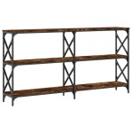 vidaXL Măsuță consolă, stejar fumuriu, 156x28x80,5 cm, lemn prelucrat