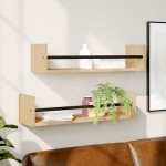 vidaXL Rafturi de perete cu bare, 2 buc, stejar sonoma, 60x16x14 cm vidaXL Rafturi de perete cu bare, 2 buc, stejar sonoma, 60x16x14 cm