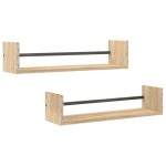 vidaXL Rafturi de perete cu bare, 2 buc, stejar sonoma, 60x16x14 cm vidaXL Rafturi de perete cu bare, 2 buc, stejar sonoma, 60x16x14 cm