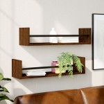 vidaXL Rafturi de perete cu bare 2 buc, maro, 60x16x14 cm, stejar vidaXL Rafturi de perete cu bare 2 buc, maro, 60x16x14 cm, stejar