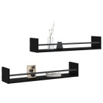 vidaXL Rafturi de perete cu bare, 2 buc, negru, 80x16x14 cm vidaXL Rafturi de perete cu bare, 2 buc, negru, 80x16x14 cm