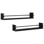 vidaXL Rafturi de perete cu bare, 2 buc, negru, 80x16x14 cm vidaXL Rafturi de perete cu bare, 2 buc, negru, 80x16x14 cm
