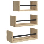 vidaXL Set rafturi perete cu bare, 3 buc, stejar sonoma lemn prelucrat vidaXL Set rafturi perete cu bare, 3 buc, stejar sonoma lemn prelucrat