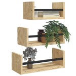 vidaXL Set rafturi perete cu bare, 3 buc, stejar sonoma lemn prelucrat vidaXL Set rafturi perete cu bare, 3 buc, stejar sonoma lemn prelucrat
