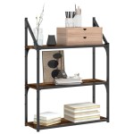 vidaXL Raft cu 3 niveluri, stejar afumat, 60x21x78,5 cm lemn prelucrat