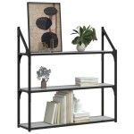 vidaXL Raft cu 3 niveluri, gri sonoma, 80x21x78,5 cm, lemn prelucrat vidaXL Raft cu 3 niveluri, gri sonoma, 80x21x78,5 cm, lemn prelucrat