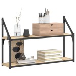 vidaXL Raft cu 2 niveluri stejar sonoma 80x21x51 cm, lemn prelucrat vidaXL Raft cu 2 niveluri stejar sonoma 80x21x51 cm, lemn prelucrat