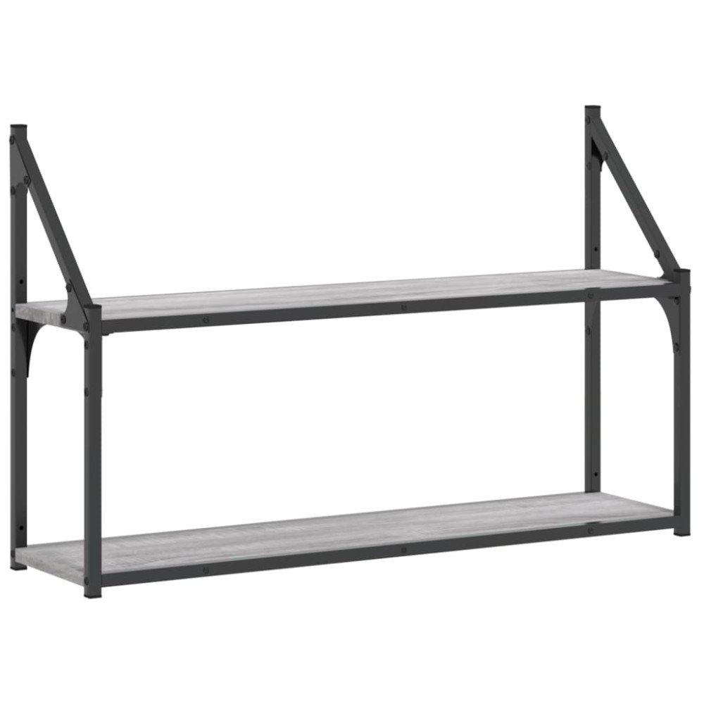 vidaXL Raft cu 2 niveluri, gri sonoma, 80x21x51 cm, lemn prelucrat