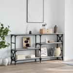vidaXL Măsuță consolă, gri sonoma, 150x29x76,5 cm, lemn prelucrat vidaXL Măsuță consolă, gri sonoma, 150x29x76,5 cm, lemn prelucrat