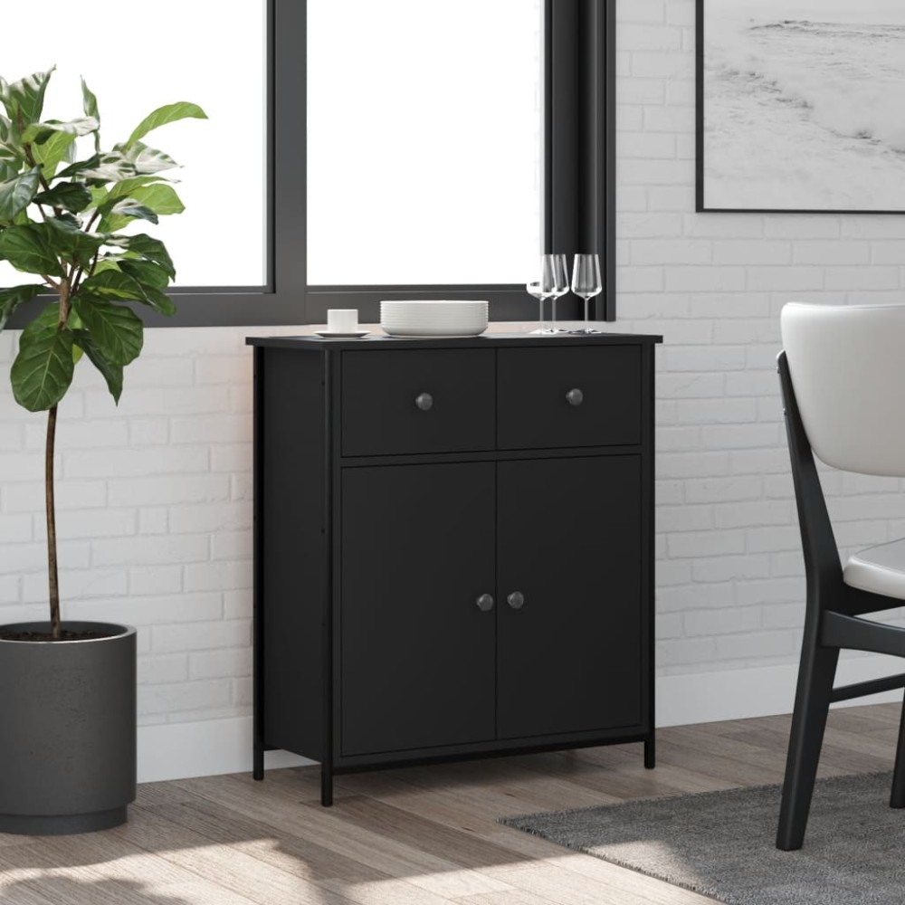 vidaXL Servantă, negru, 70x30x80 cm, lemn prelucrat