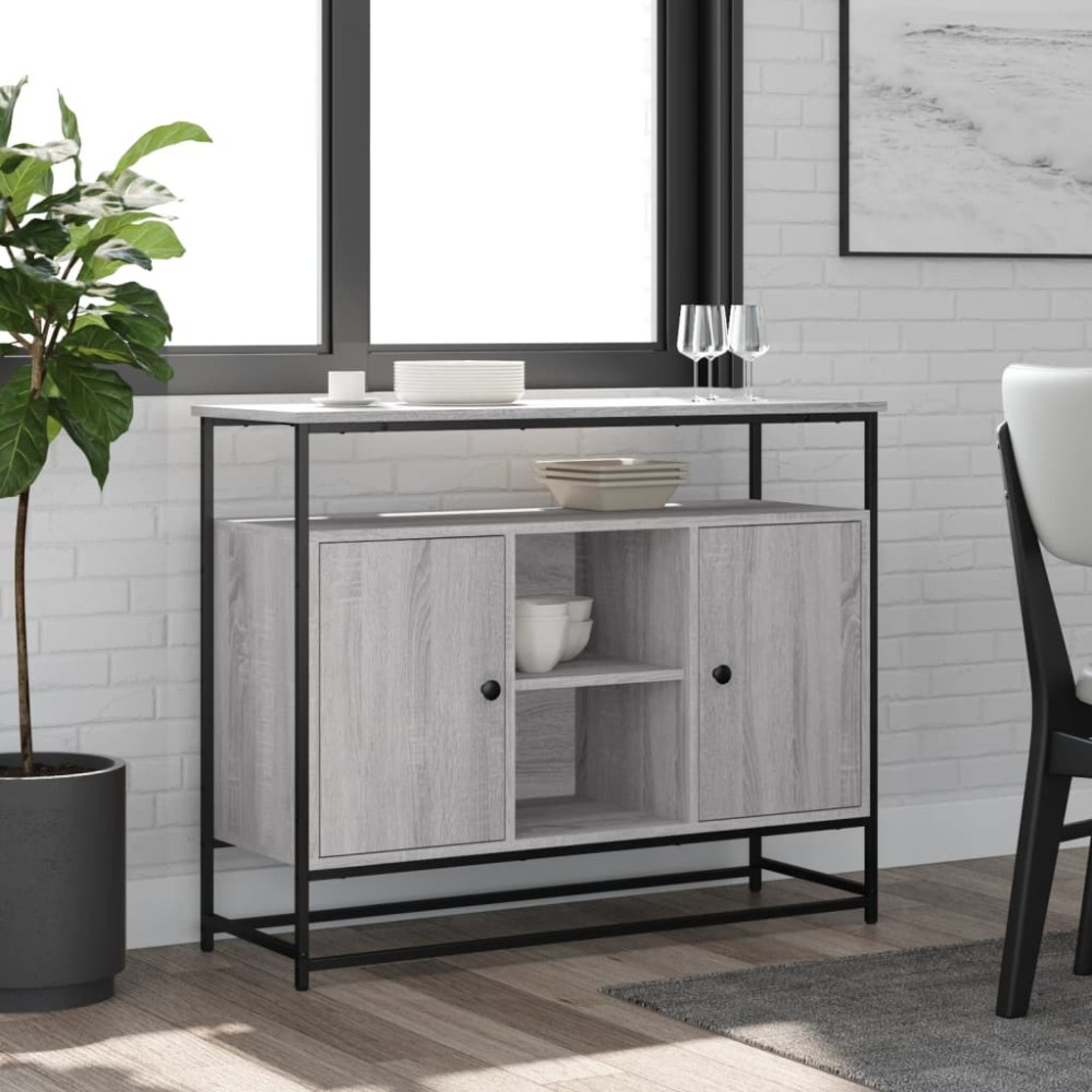 vidaXL Servantă, gri sonoma, 100x35x80 cm, lemn compozit