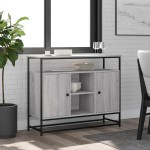 vidaXL Servantă, gri sonoma, 100x35x80 cm, lemn compozit