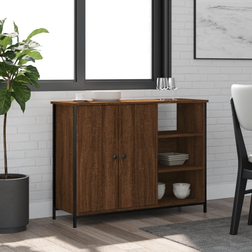 vidaXL Servantă, stejar maro, 100x33x75 cm, lemn prelucrat