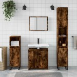 vidaXL Set mobilier de baie, 2 piese, stejar fumuriu, lemn prelucrat vidaXL Set mobilier de baie, 2 piese, stejar fumuriu, lemn prelucrat