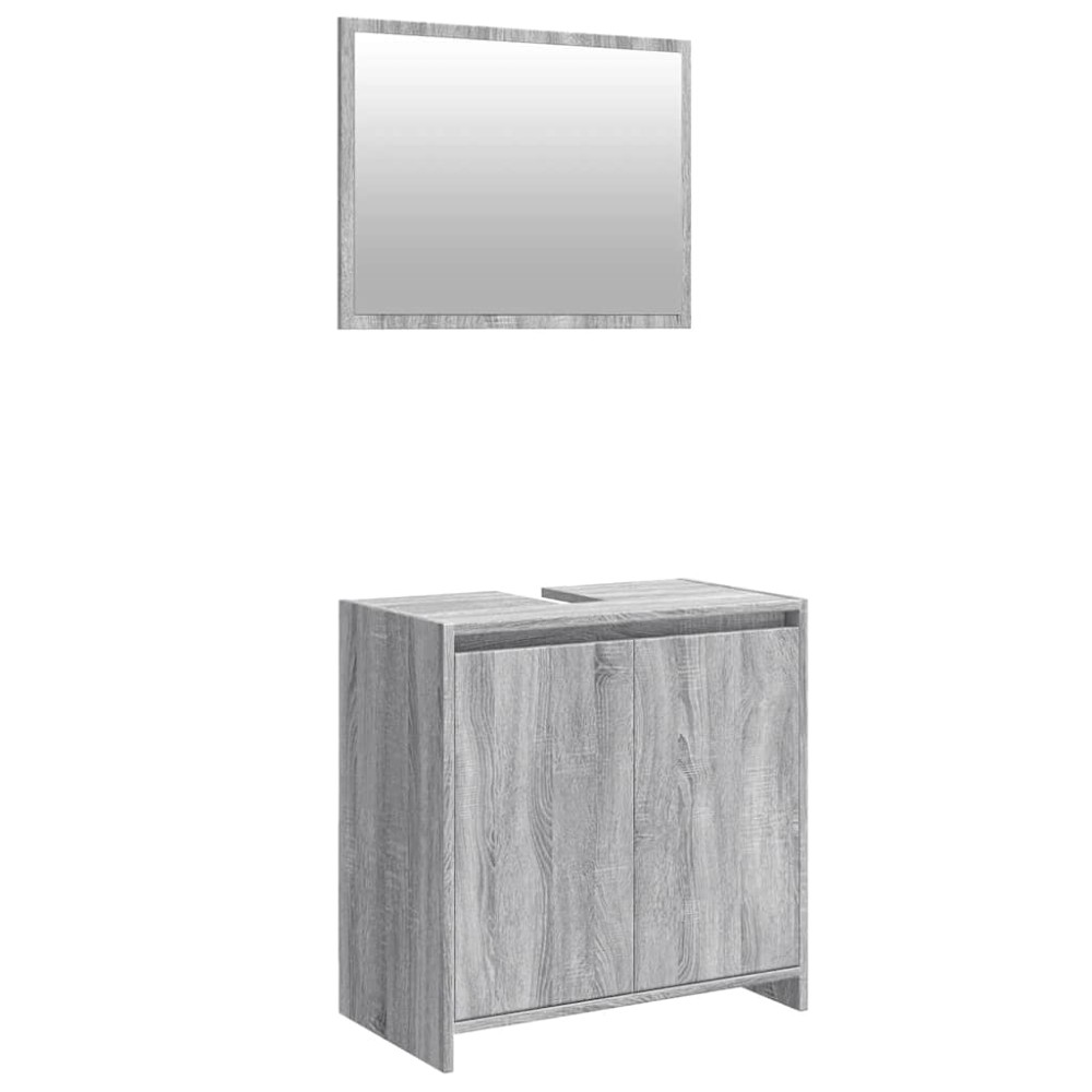 vidaXL Set mobilier de baie, 2 piese, gri sonoma, lemn prelucrat
