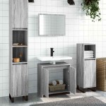 vidaXL Set mobilier de baie, 2 piese, gri sonoma, lemn prelucrat vidaXL Set mobilier de baie, 2 piese, gri sonoma, lemn prelucrat
