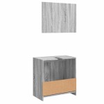 vidaXL Set mobilier de baie, 2 piese, gri sonoma, lemn prelucrat vidaXL Set mobilier de baie, 2 piese, gri sonoma, lemn prelucrat