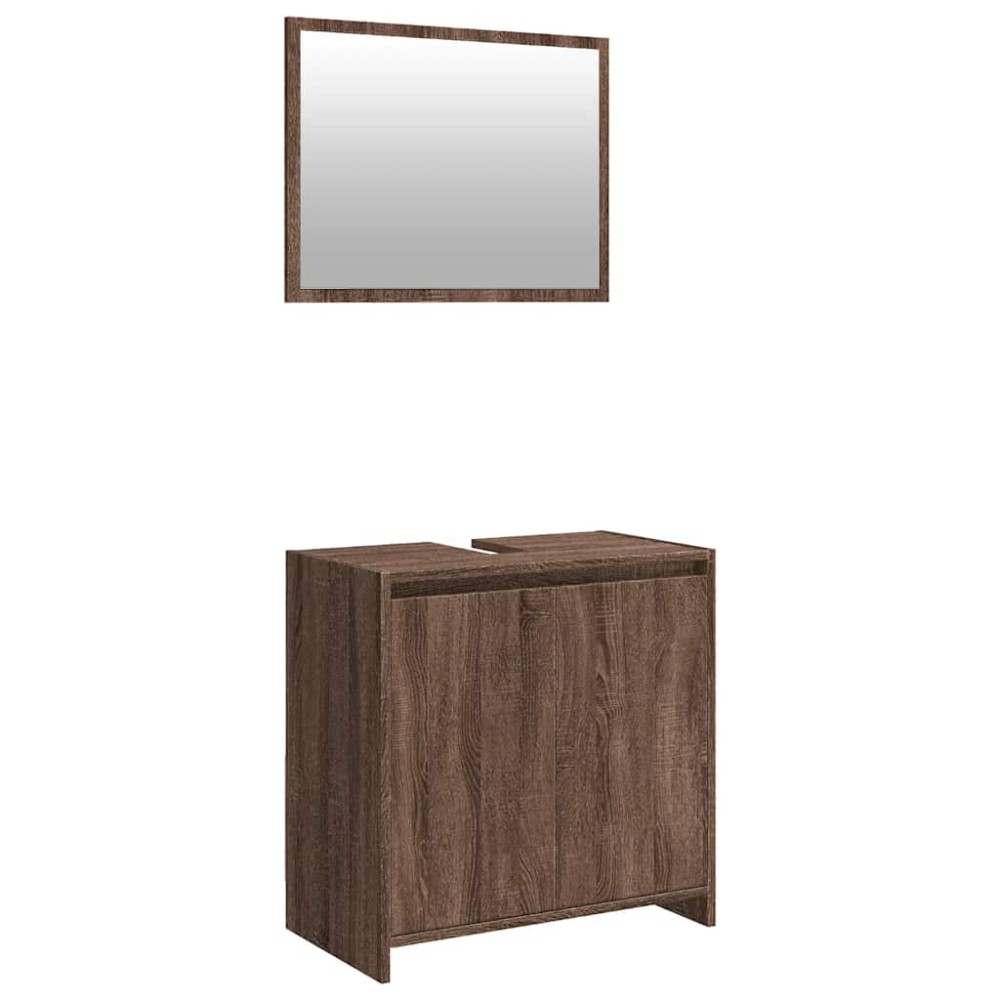vidaXL Set mobilier de baie, 2 piese, stejar maro, lemn prelucrat