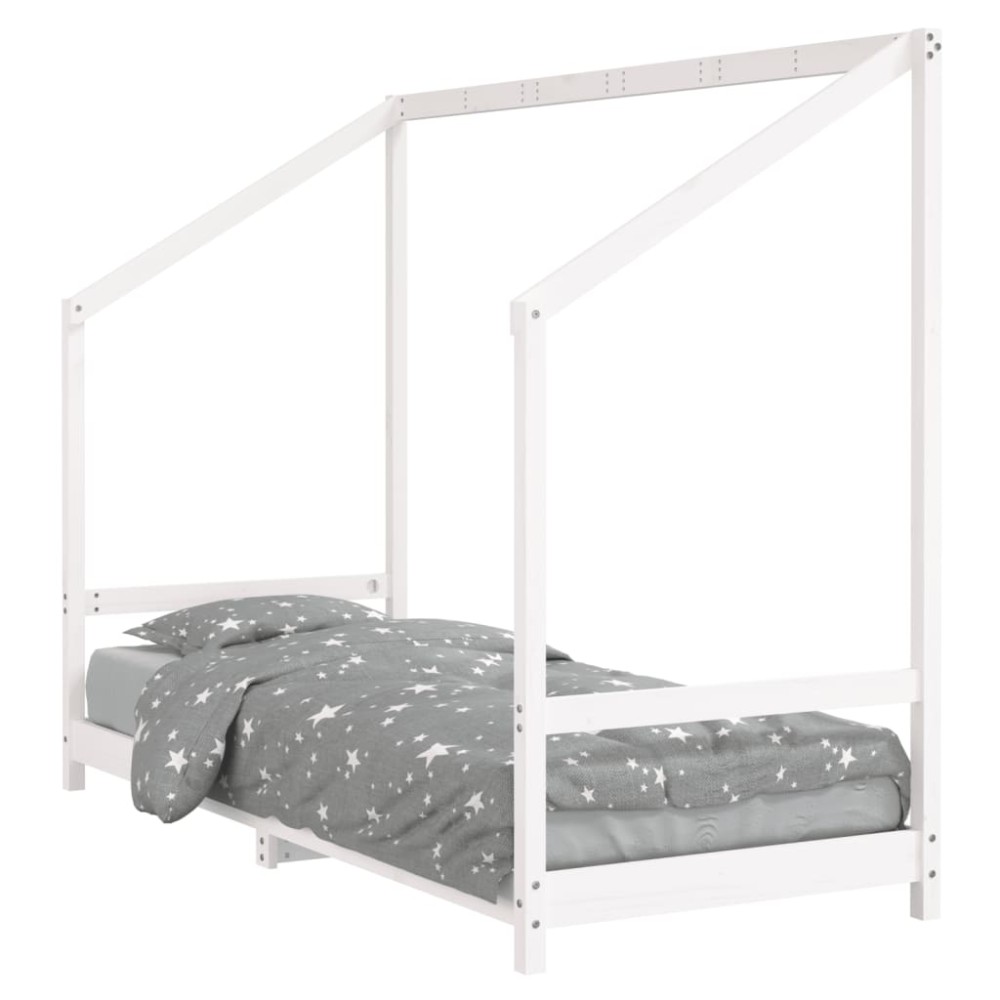 vidaXL Cadru de pat pentru copii, alb, 80x200 cm, lemn masiv de pin